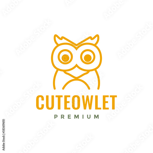 head animal nocturnal night little owl owlet cute mascot minimal logo design vector