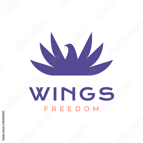 flapping wings eagle falcon modern minimal logo design vector