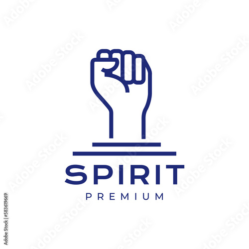spirit hand clenched strong minimal modern logo design vector