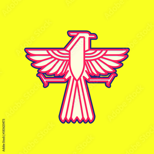 flying bird horned eagle hunting prey modern geometric colorful abstract logo design vector