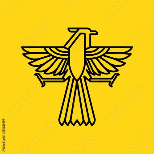 flying bird horned eagle hunting prey modern geometric line art logo design vector