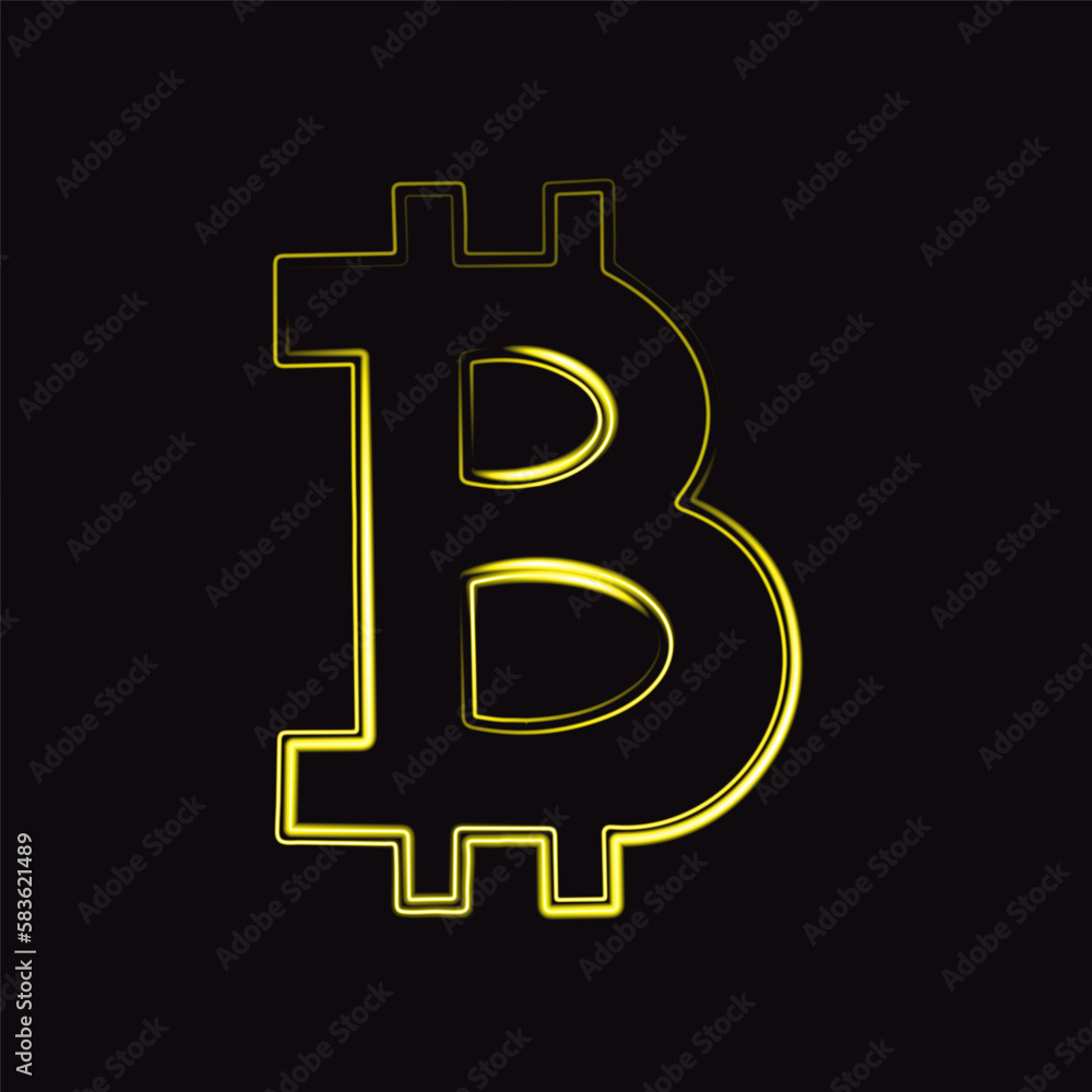 Vector isolated illustration of bitcoin icon with neon effect. Vector isolated illustration of bitcoin icon with neon effect.