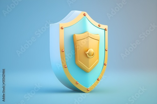 3d security safe icon. 3D shield protection icon with check for online payment on blue sky background concept. user account for 3d security with payment protection on isolated pastel background