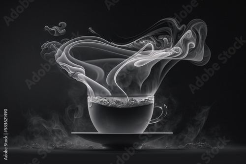 Coffee With Steam, Black and White | Generative Art 