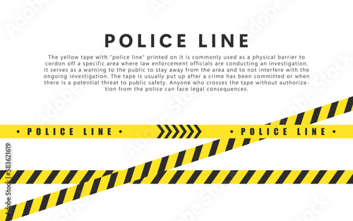 Yellow warning tapes. Police line. Barricade tapes. Caution tapes. Vector scalable graphics