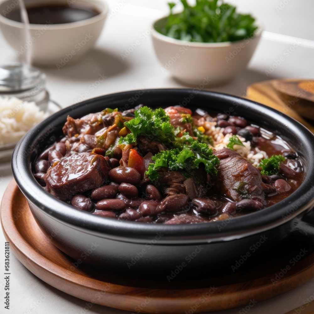 plate of feijoada, Brazilian food plate of feijoada, Brazilian food