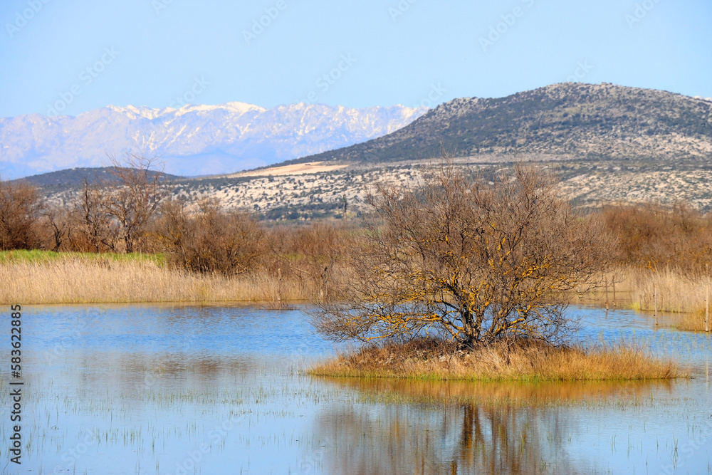 Beautiful landscape of Lake Vrana, Croatia.