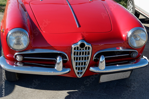 Front view of an old italian classic car