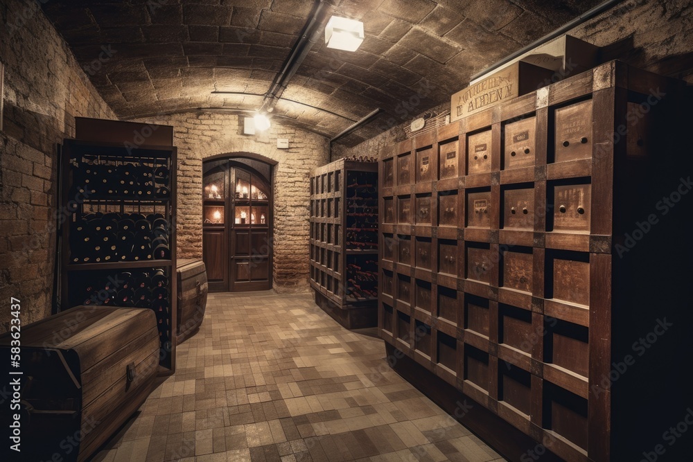 The Cellar or Underground Storage Room is a room, or group of rooms, that are completely or partially underground and typically under a building, used for the storage of food, fuel, etc. Generative AI