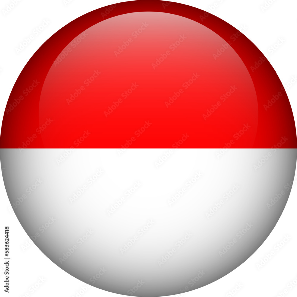 Indonesia flag button. Emblem of Indonesia. Vector flag, symbol. Colors and proportion correctly. Indonesia flag button. Emblem of Indonesia. Vector flag, symbol. Colors and proportion correctly.