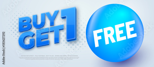 Buy one get one free sale and deals with editable text effect style