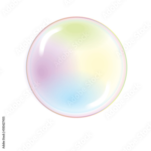 Rainbow transparent soap bubble isolated on a white background