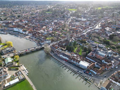 Aerial capture of Henley-on-Thames in Oxfordshire photo