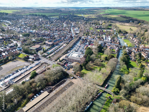 Aerial capture of Hungerford, a small town in Berkshire 