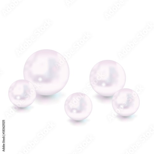 realistic pearl set isolated on a white background