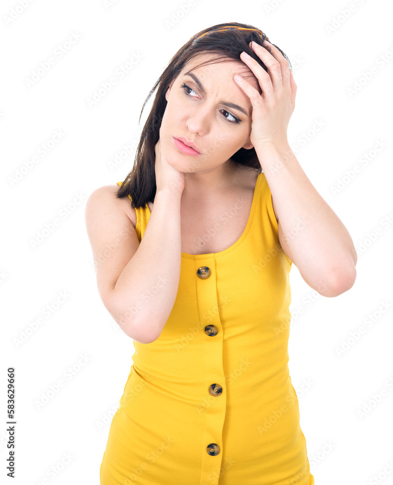 Depression. Lonely depressed woman isolated on white background Depression. Lonely depressed woman isolated on white background