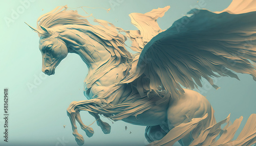 Pegasus animal abstract stallion wallpaper. Contrast background mythical horse with wings in Pastel colors generative ai