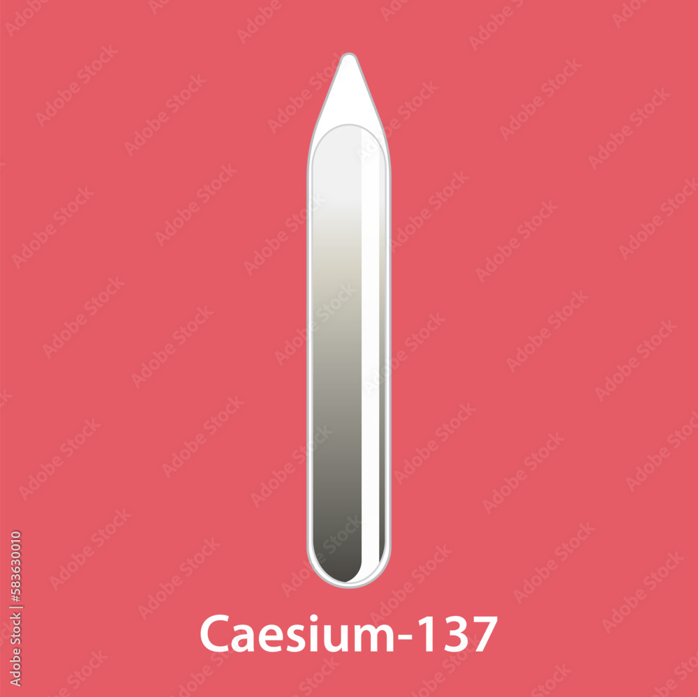 Toxic radioactive structure caesium 137 symbol on red background. Dangerous chemicals pollution