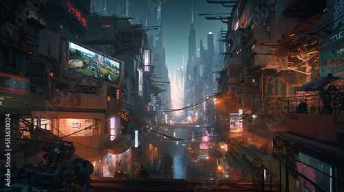 A Cyberpunk Metropolis, AI Generative © Augusto