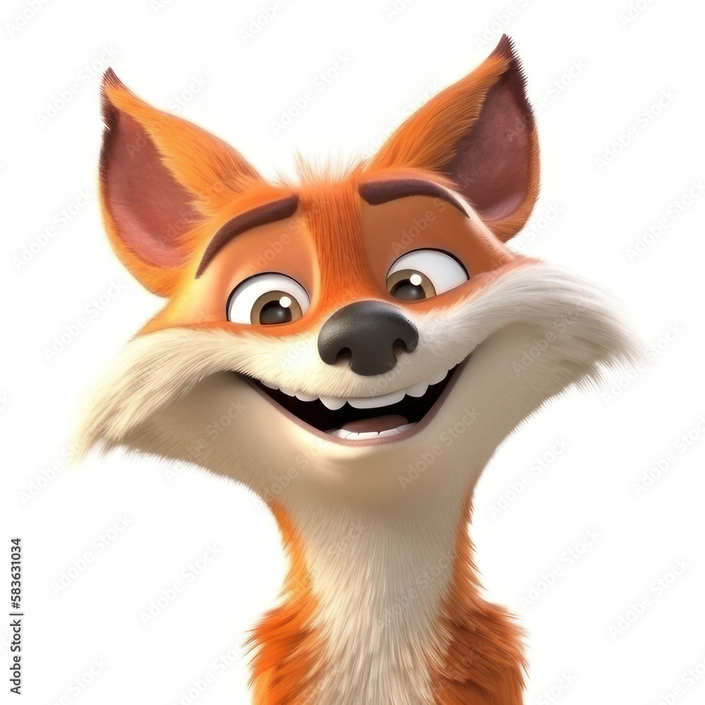 Fox smiles on a white background. AI generative. Fox smiles on a white background. AI generative.