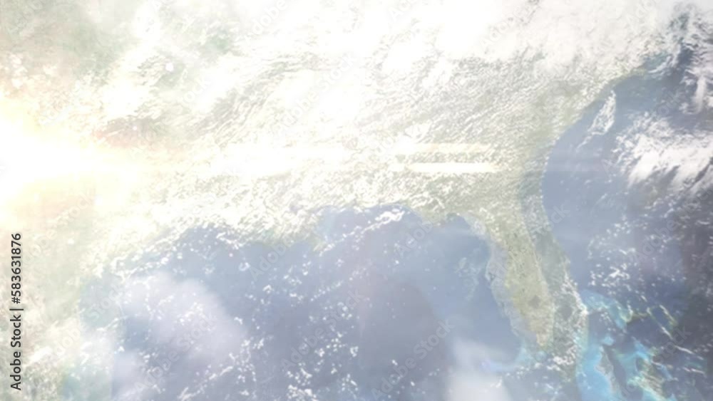 Earth zoom in from outer space to city. Zooming on Fairhope, Alabama