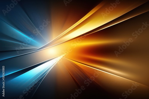Abstract wallpaper background in blue and orange yellow. Sci Fi wallpaper background with lights effect. Generative AI.