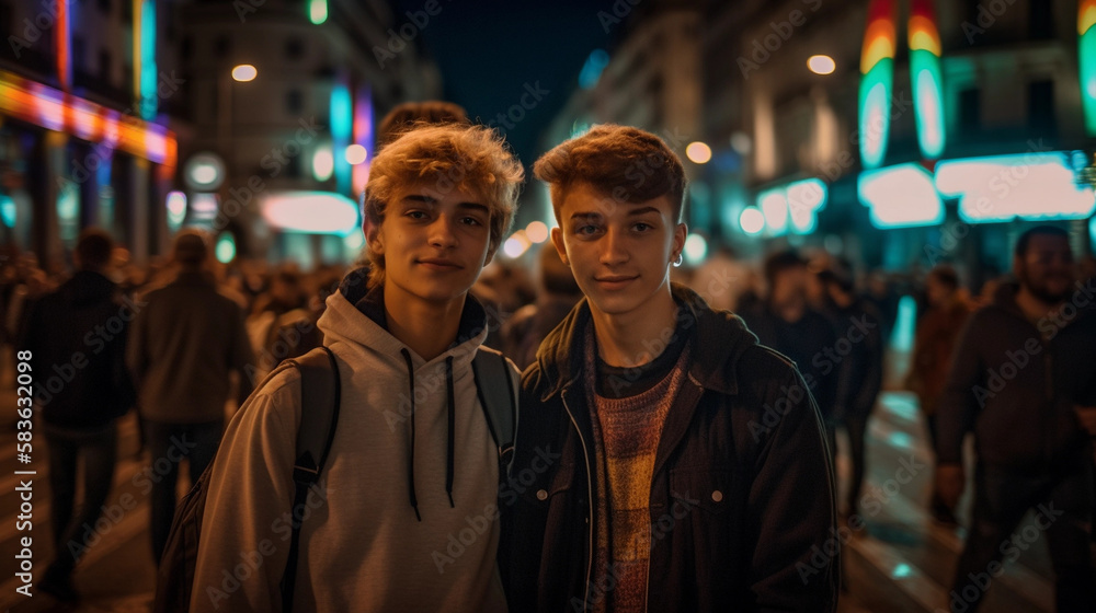 Fototapeta premium LGBTQ Men in City Night