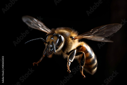 macro photo of flying bee © animaag