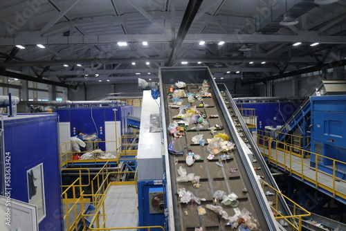conveyors with waste at the plant for their processing
