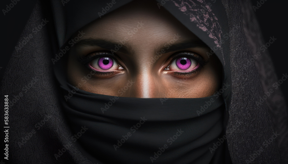 Muslim woman dressed in niqab created with generative AI technology Muslim woman dressed in niqab created with generative AI technology
