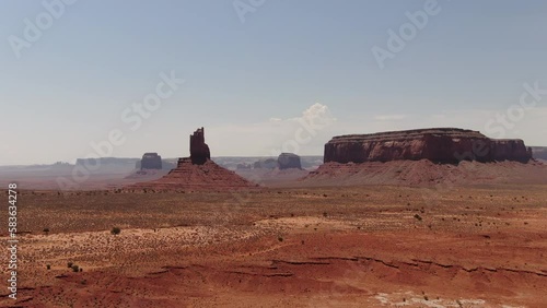 Monument Valley Big Indian and Sentinel Mesa Aerial Shot R Navajo Nation Southwest Utah USA photo