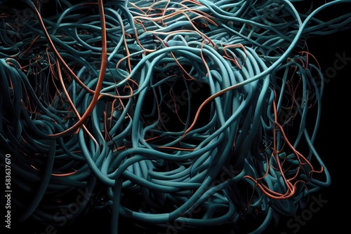 twisted electricity cables. ai generated image