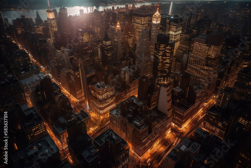 new york at sunset created with Generative AI technology