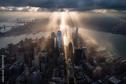 new york at sunset created with Generative AI technology