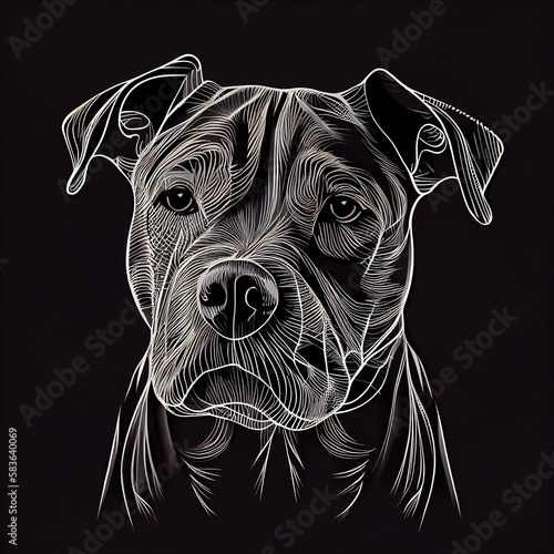 Slika na platnu Staffordshire Bull Terriers Dog Breed Isolated on Black Background