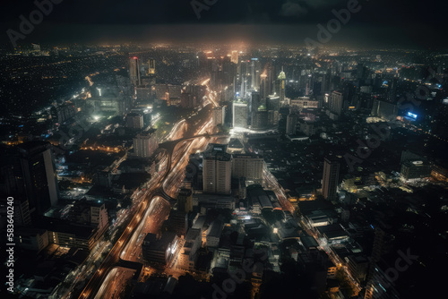 megacity in the night created with Generative AI technology