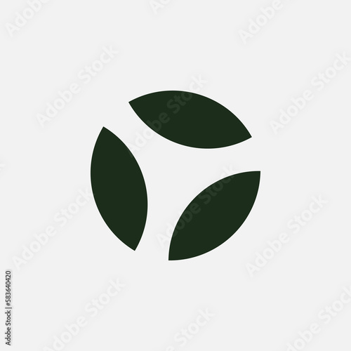Circular icon with reference to nature circular vegan logo green color and white background