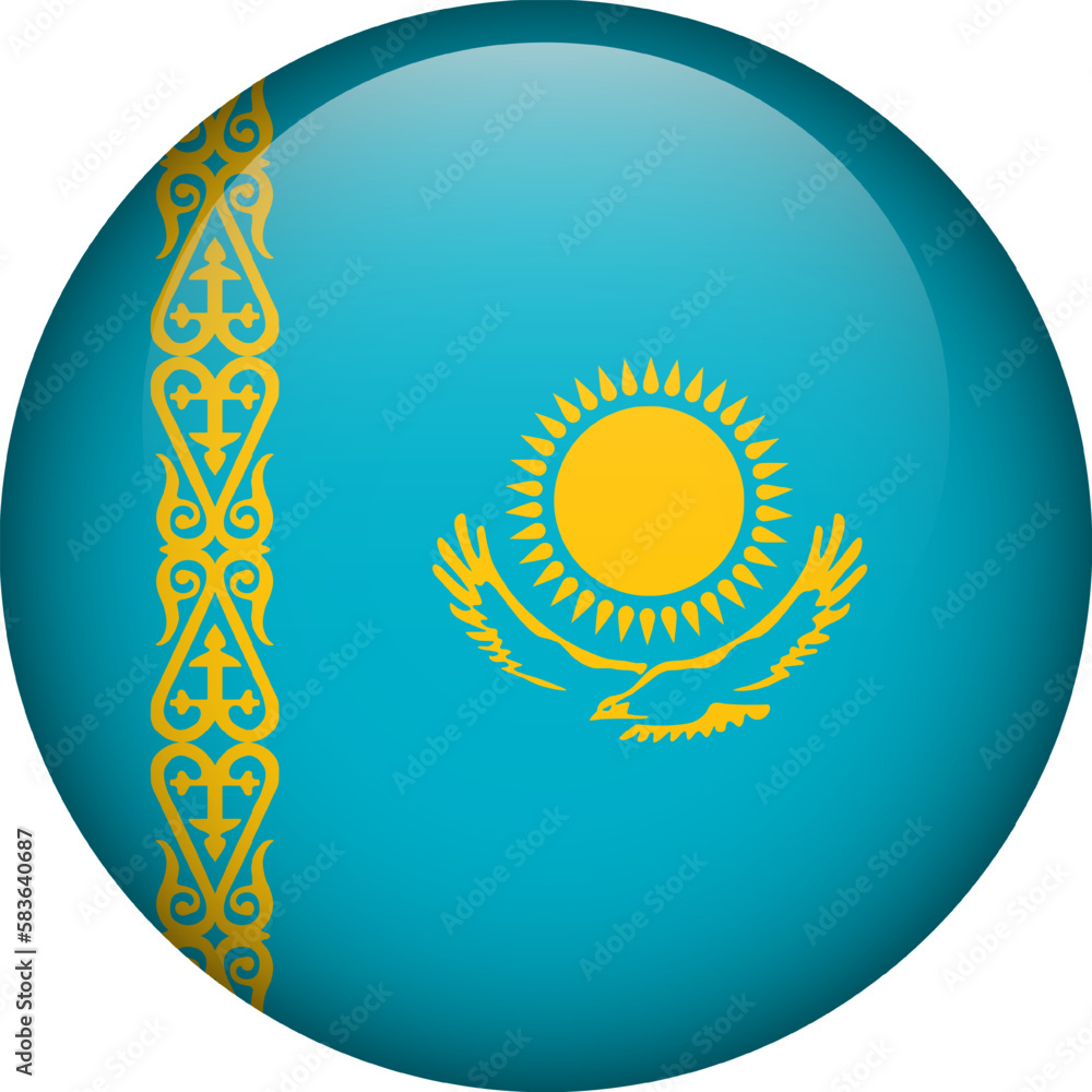 Kazakhstan flag button. Emblem of Kazakhstan. Vector flag, symbol