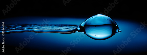 illustratione Generative AI Water Drop macro banner space for text copy space photo