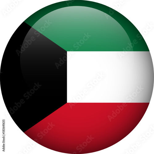 Kuwait flag button. Emblem of Kuwait. Vector flag, symbol. Colors and proportion correctly.
