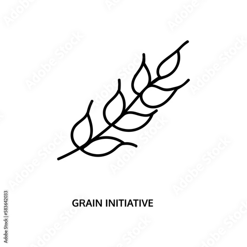 Grain initiative flat doodle line icon isolated on white background. An ear of wheat as a symbol of a deal logo. Vector illustration.