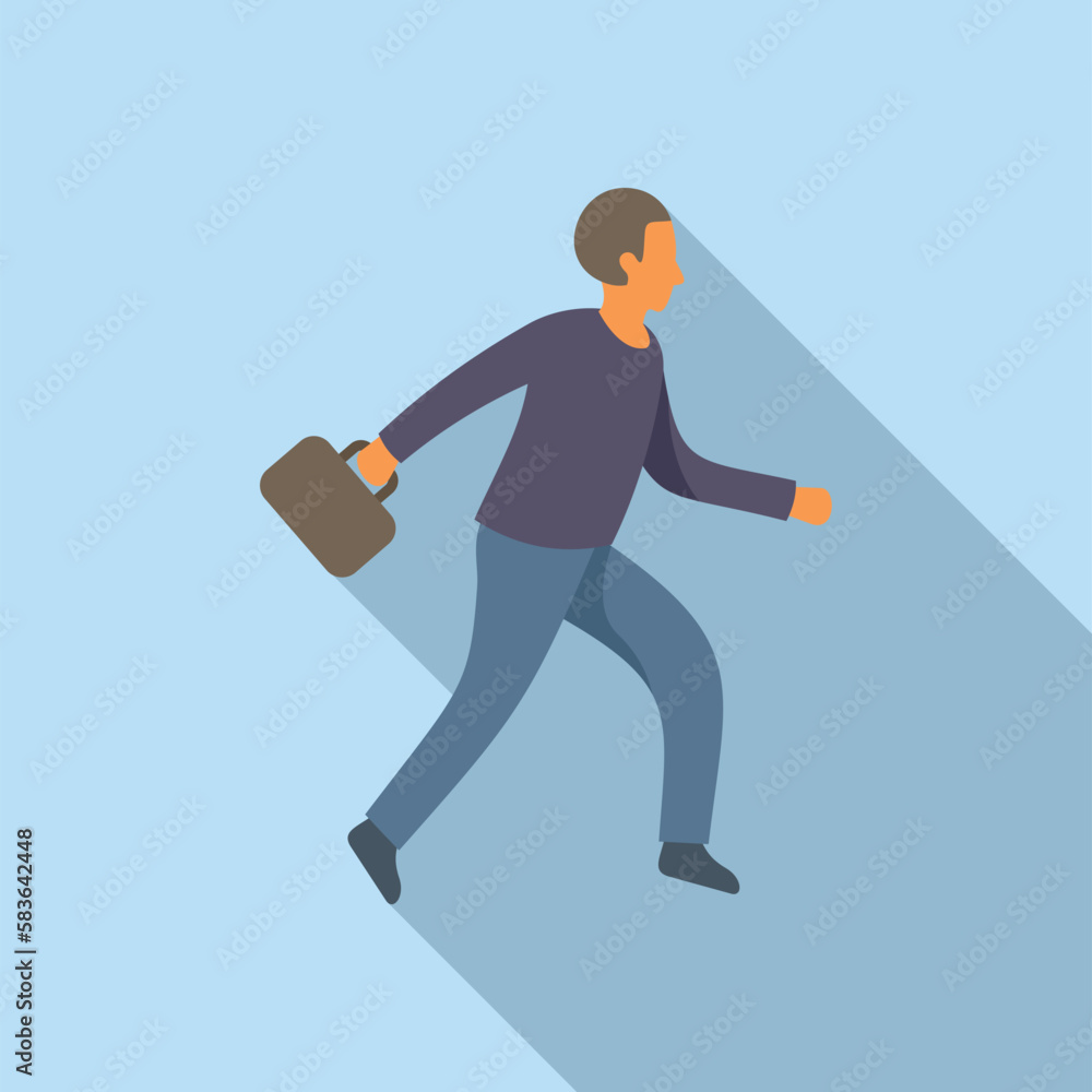 Man rush job icon flat vector. Office work. Stress time Man rush job icon flat vector. Office work. Stress time