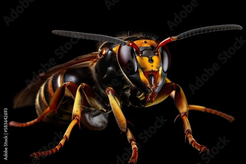 Asian Giant Hornet / Murder Hornet on a Black Background © MG Images