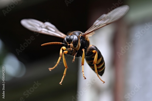 Asian Giant Hornet or Murder Hornet Flying