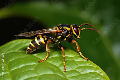 Asian Giant Hornet or Murder Hornet on a leaf © MG Images