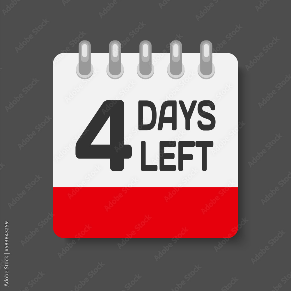 Countdown daily page calendar icon - 4 days left Countdown daily page calendar icon - 4 days left