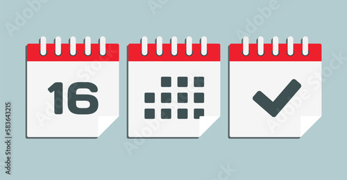Vector icon page calendar - 16 day, agenda, done