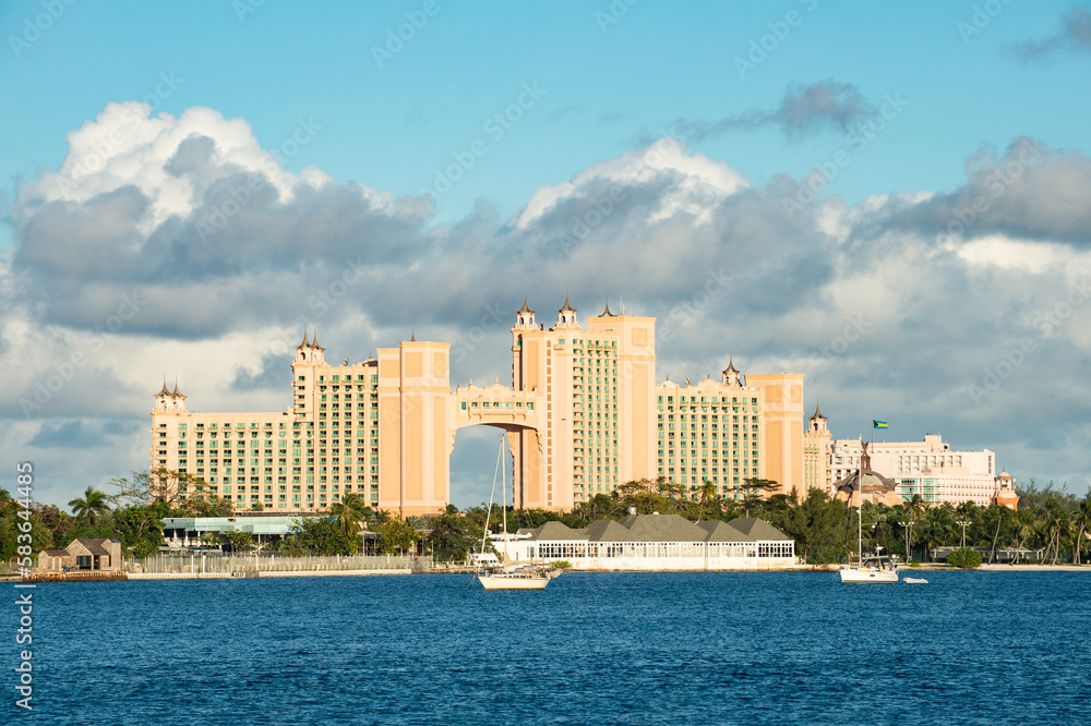 Fototapeta premium bahamas landscape architecture building. bahamas landscape architecture with yacht.
