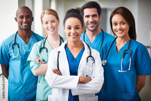 Smiling doctors convey positive healthcare concept. generative ai