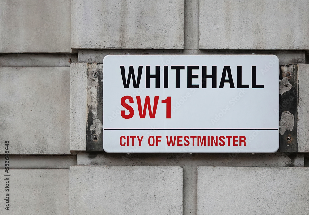 Whitehall street sign on the wall of a building in Westminster, London, UK. Whitehall street sign on the wall of a building in Westminster, London, UK.